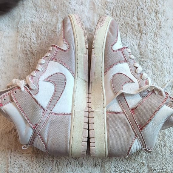 Nike Dunk High 1985 Pink Denim Barely Rose Mens Size 13 High Top Athletic Shoes