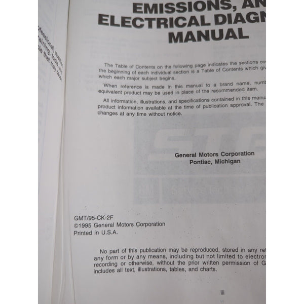 1995 Chevy GMC C / K Truck Driveability Emissions & Electrical Diagnosis Manual