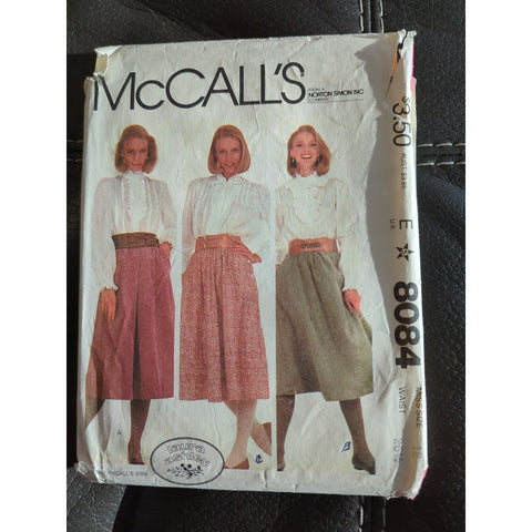 8084 UNCUT McCalls Pattern Miss Front Pleated Gathered Skirts Ashley Size 12