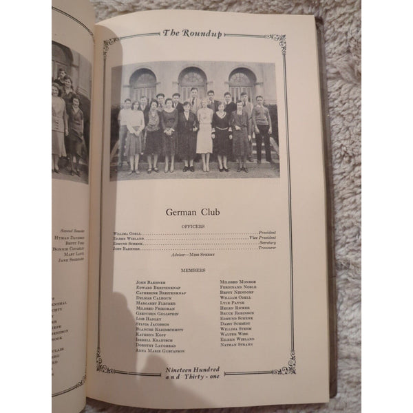 Vtg Mat 1931 Roosevelt High School Des Moines Iowa The Roundup Yearbook SC Tied