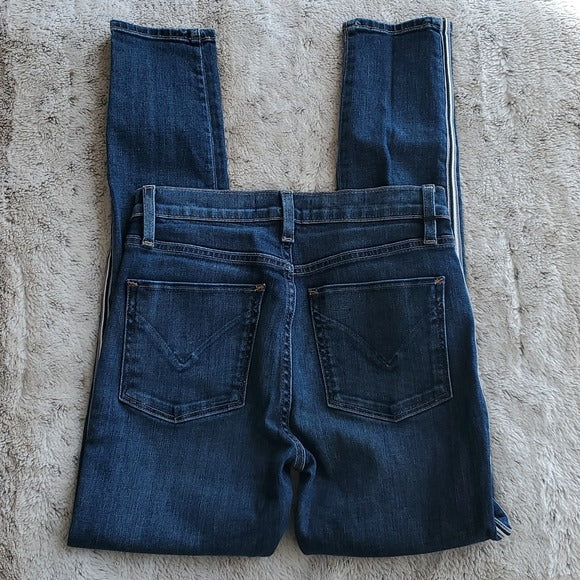 Hudson Medium Wash Side Stripe Mid Rise Barbara Super Skinny Blue Jeans Size 25