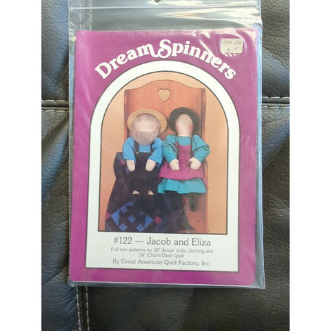 30" Amish Dolls pattern packet  #122 JACOB AND ELIZA 1986 Dream Spinners