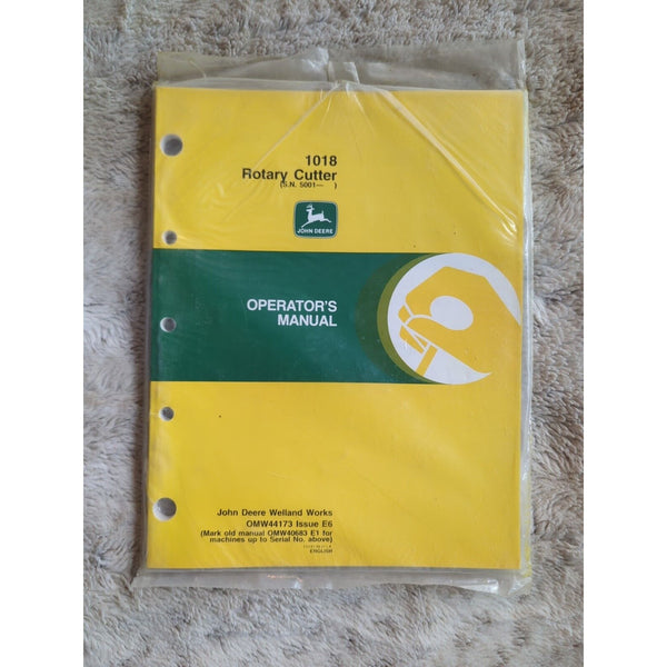 John Deere 1018 Rotary Cutter Operators Manual OEM OMW44173 SC Vtg 5001-