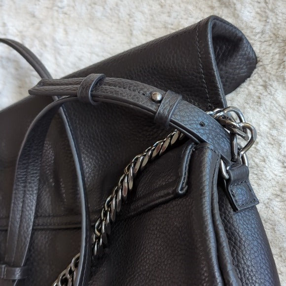 Zara Black Vegan Leather Metal and Leather Adjustable Strap Crossbody Purse Bag