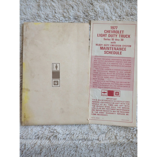 1977 Original Chevrolet Truck Gasoline Owner’s Manual Drivers Chevy Light Duty