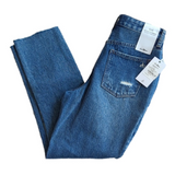 Sam Edelman Distressed High Rise Stiletto Straight Crop Blue Jeans Size 25 NWT