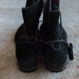 SOREL Farah Black Suede Waterproof Short Boot with Tassel Tie Detail Size 10