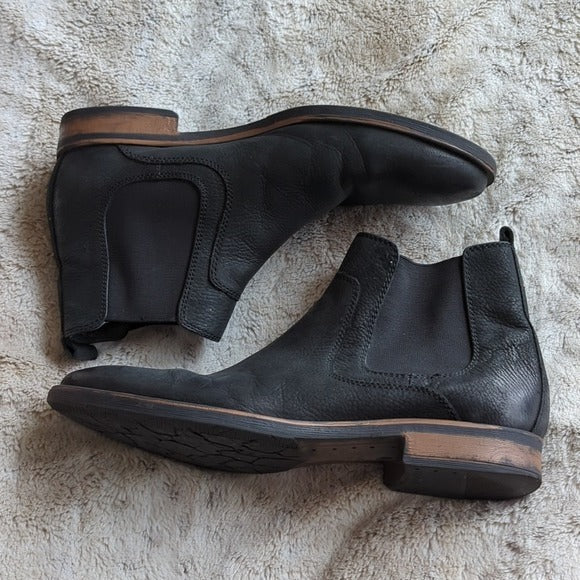 Frank Wright Willow Leather Ankle Chelsea Boots Black Size