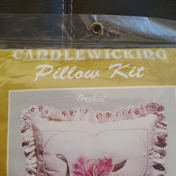 1983 Wang's International Candlewicking Pillow Kit WKIT074 "Orchid" 14"Sq Finish