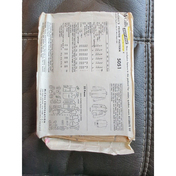 1959 McCalls 5051 VTG Sewing Pattern Mens Blazer Jacket Vest Size 42