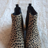 Anne Klein Leopard Print Prescott Ankle Bootie Calf Hair Block Heel Size 8.5