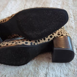 Anne Klein Leopard Print Prescott Ankle Bootie Calf Hair Block Heel Size 8.5