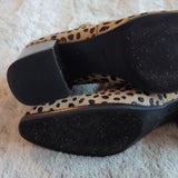 Anne Klein Leopard Print Prescott Ankle Bootie Calf Hair Block Heel Size 8.5