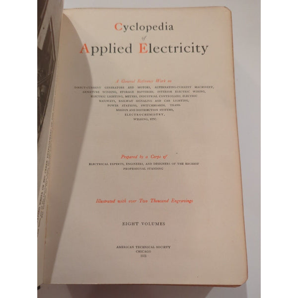 Encyclopedia of Applied Electricity 8 Vol American School Of Correspondence 1921