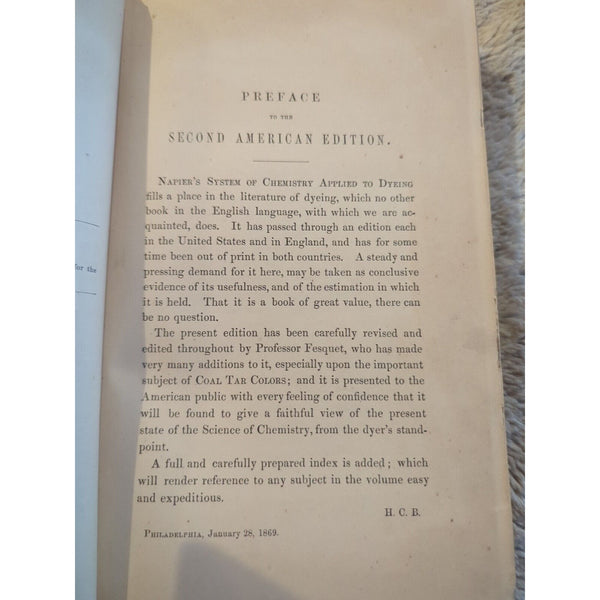 A System Of Chemistry Applied To Dyeing James Napier HC Antique 1869 Illustrated