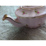 Vintage Sadler Pale Pink Chintz Teapot Roses #2353 Gold Trim Made in England