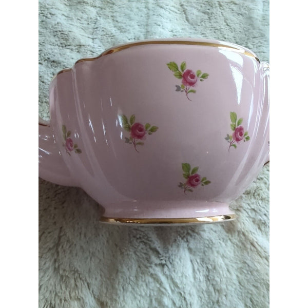 Vintage Sadler Pale Pink Chintz Teapot Roses #2353 Gold Trim Made in England