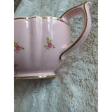 Vintage Sadler Pale Pink Chintz Teapot Roses #2353 Gold Trim Made in England