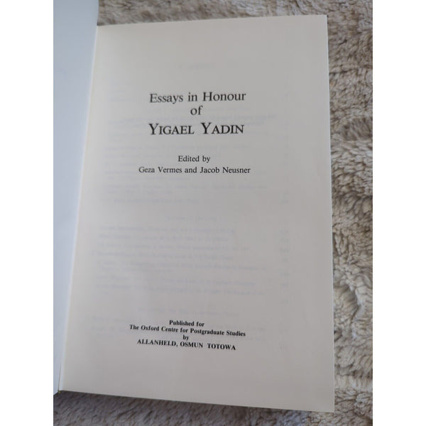 Essays In Honour Of Yigael Yadin Geza Vermes Jacob Neusner Journal Jewish 1983