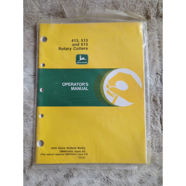 JOHN DEERE 413 513 613  ROTARY CUTTERS  OPERATOR'S MANUAL OMW43403 SC Vtg A5