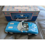 Vintage Blue White Chevrolet Corvette Convertible Ceramic Enesco Music Box Bank