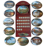 Terry Redlin Seasons to Remember Perpetual Calendar Plates Tiles Holder Full Set