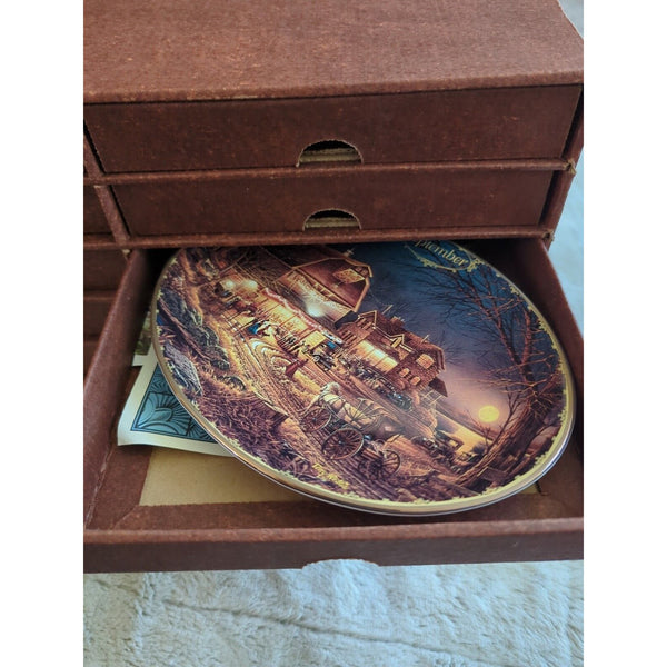 Terry Redlin Seasons to Remember Perpetual Calendar Plates Tiles Holder Full Set