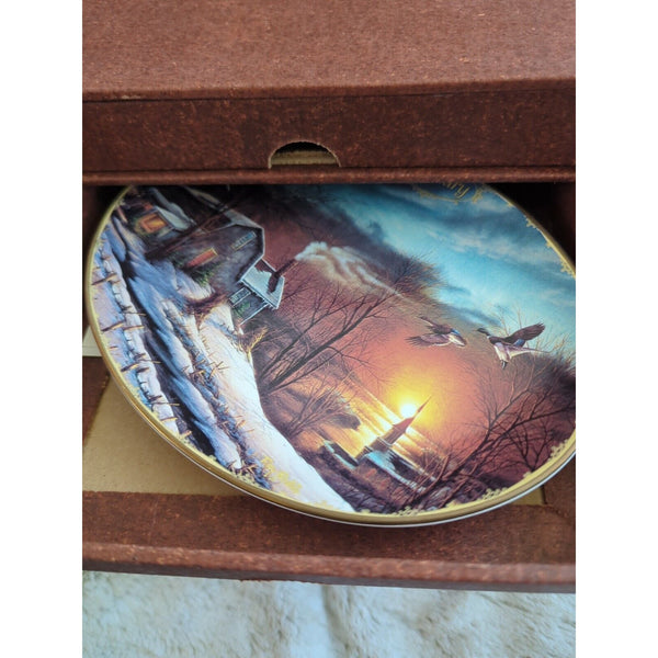 Terry Redlin Seasons to Remember Perpetual Calendar Plates Tiles Holder Full Set