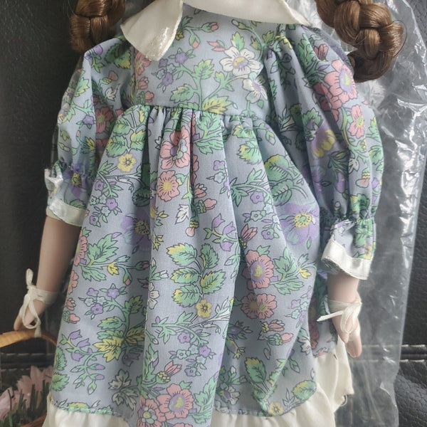 Vintage Genuine Porcelain Doll by Studio 5 Collection Floral Lace Dress In Box