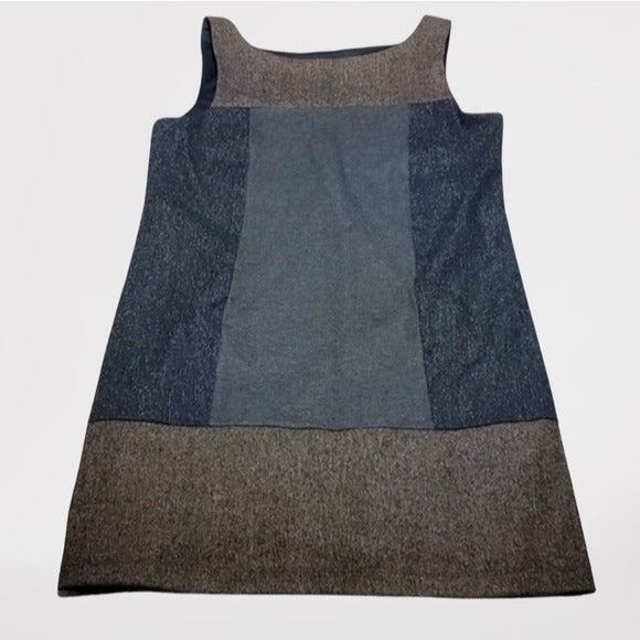 Bailey 44 Blue Grey Brown Wool Blend Sleeves Sheath Mini Dress Size M