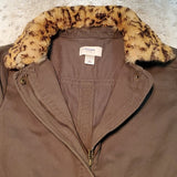LOFT Hunter Green Utility Jacket w Faux Fur Trim Size XS