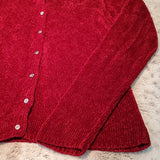 Vintage Talbots Red & Metallic Thread Cardigan Size L