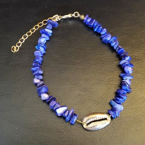 Boutique Blue Shell and Gold Accent Bracelet