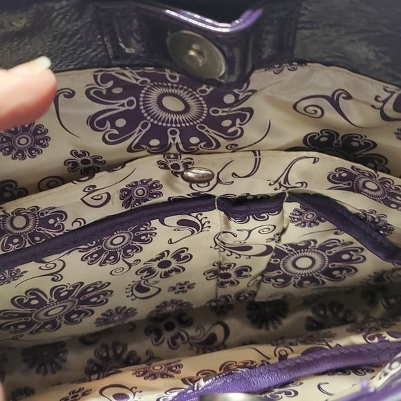 NWT Grace Adele Purple Vegas Leather Shoulder Bag