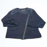 Sanctuary Asymmetrical Zip Blazer Jacket w Faux Leather Varied Sleeves Size S