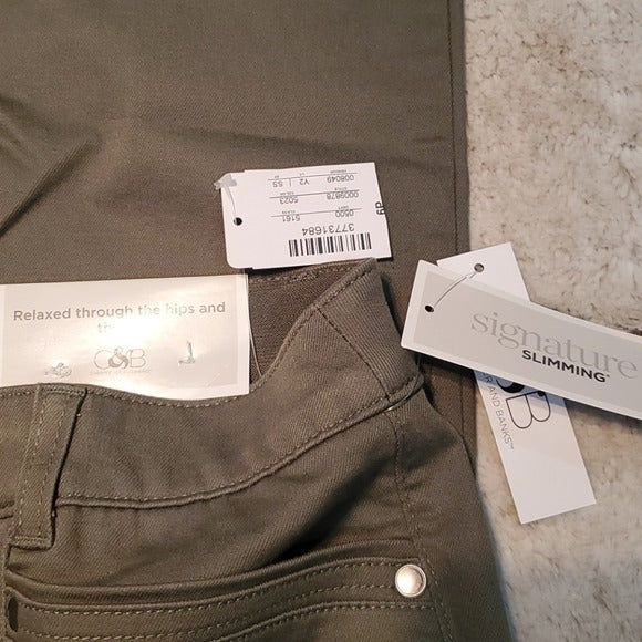 NWT Christopher & Banks Green Relaxed Fit High Jeans