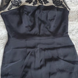 Nicole Miller Black and Tan Asian Influence Silk Blend Sheath Dress Size 8