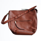 Cole Haan Larger Brown Leather Rectangle Crossbody Satchel Bag With Tassels