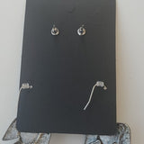 Boutique Two Pair Small Heart Studs and Dangly Bird Earrings Silver Tone