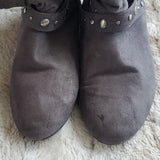 Chinese Laundry Dark Grey Flat Ankle Booties Strap and Rivet Detailing Size 7.5