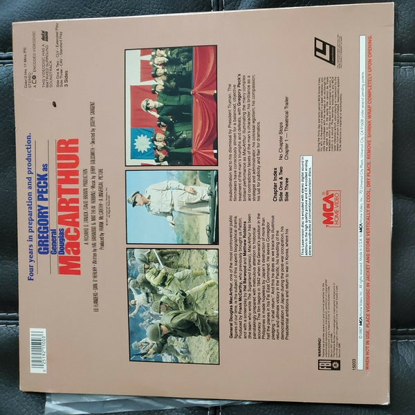 Laserdisc General Douglas MACARTHUR 1977 Gregory Peck Digital LD 2-Disc Set Lot