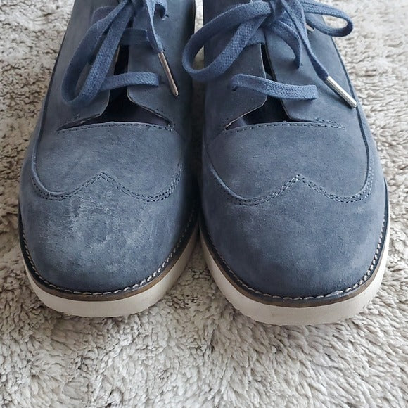 Hush Puppies Dusty Blue Faux Leather w Comfort Sleeve Fashion Sneakers Size 8
