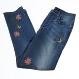 Level 99 Floral Embroidered High Rise Button Fly Straight Leg Jeans Size 31