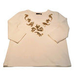 NWT Onque Casual Textured Cream Top w Gold Sequin Design Size XL