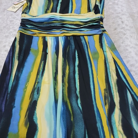 NWT Sangria Colorful Stretchy Sleeveless Mid Calf Dress Very Flattering Size 10