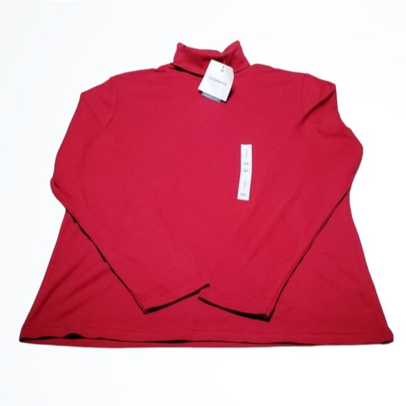 NWT Croft & Barrow Simple Red Long Sleeve Turtleneck Size XL