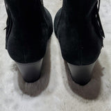 Bass Eve Black Leather Fringe Ankle Booties Size 7.5