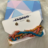Indigo Authority Monarch Pastel Layered Bracelet and Earring Set NWT