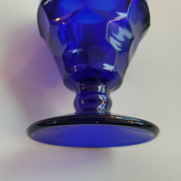Vintage COBALT BLUE GLASS GOBLET Chalice BY DALZELL VIKING HANDMADE 5.5 x 4 Inch