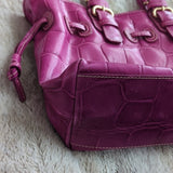 Dooney & Bourke Pink Leather Croco Embossed Leather Satchel Purse Shoulder Bag